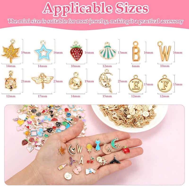 Flasoo 304Pcs Gold Charms for Jewelry Making, Assorted Bracelet Letter Charms for DIY Jewelry Making Necklace Bracelet, Keychains and Crafts - Image 3